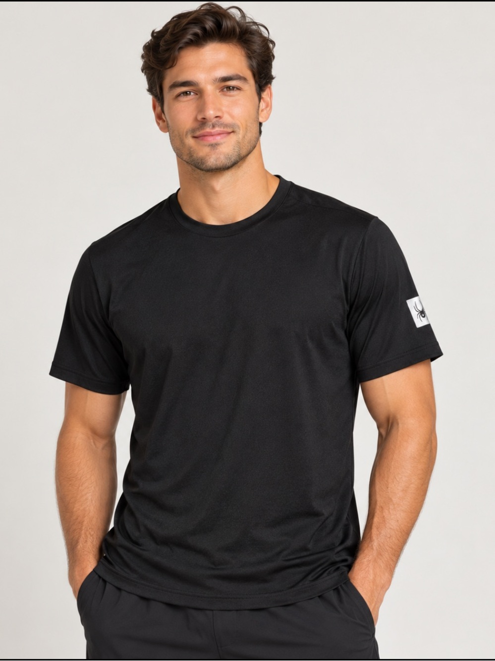 Spyder Black Performance Athletic Tee Shirt Size L Stretch Activewear